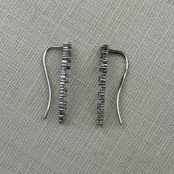 Kay Jewelers Sterling Silver White Sapphire Crawler Earrings - Picture 3 of 6